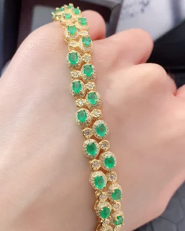 Natural Emerald Halo Link Bracelet