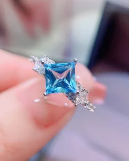 Natural Topaz Square Cut Ring