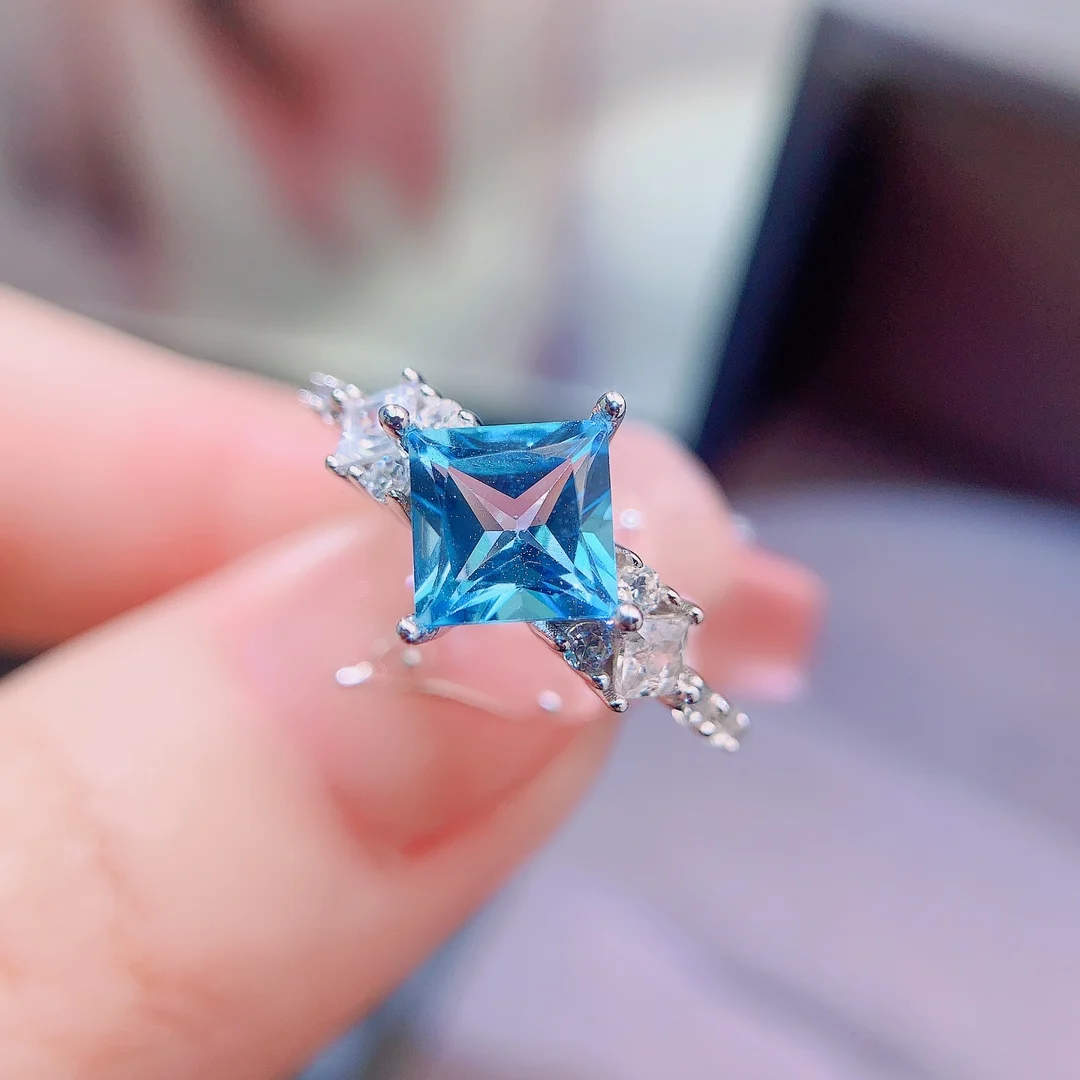 Natural Topaz Square Cut Ring - view 1