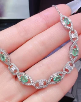 Natural Emerald Marquise Link Bracelet
