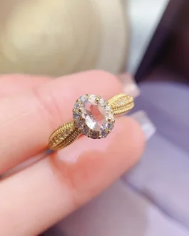 Natural Morganite Wedding Oval Ring