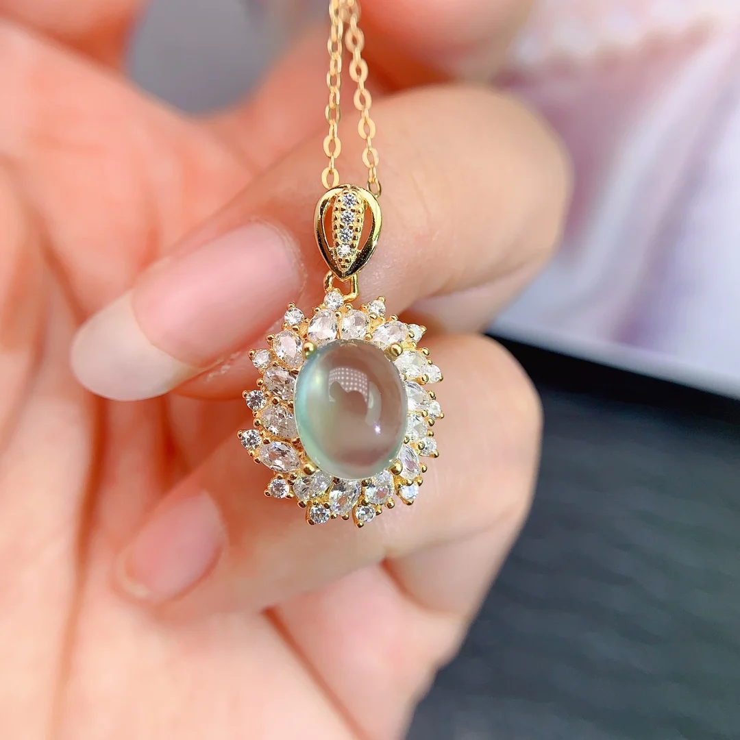 Natural Prehnite Starburst Pendant - view 3