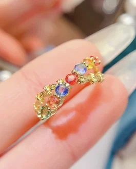 Natural Sapphire Gold Tone Ring
