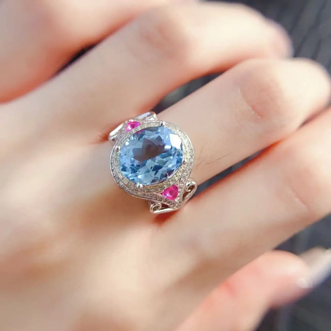 Sky Blue Topaz Accent Ring - view 3
