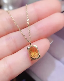 Natural Citrine Oval Solitaire Pendant