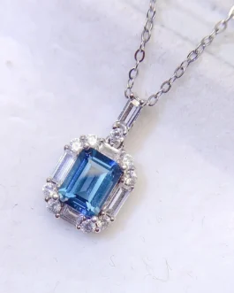 Natural Topaz Octagon Pendant Necklace