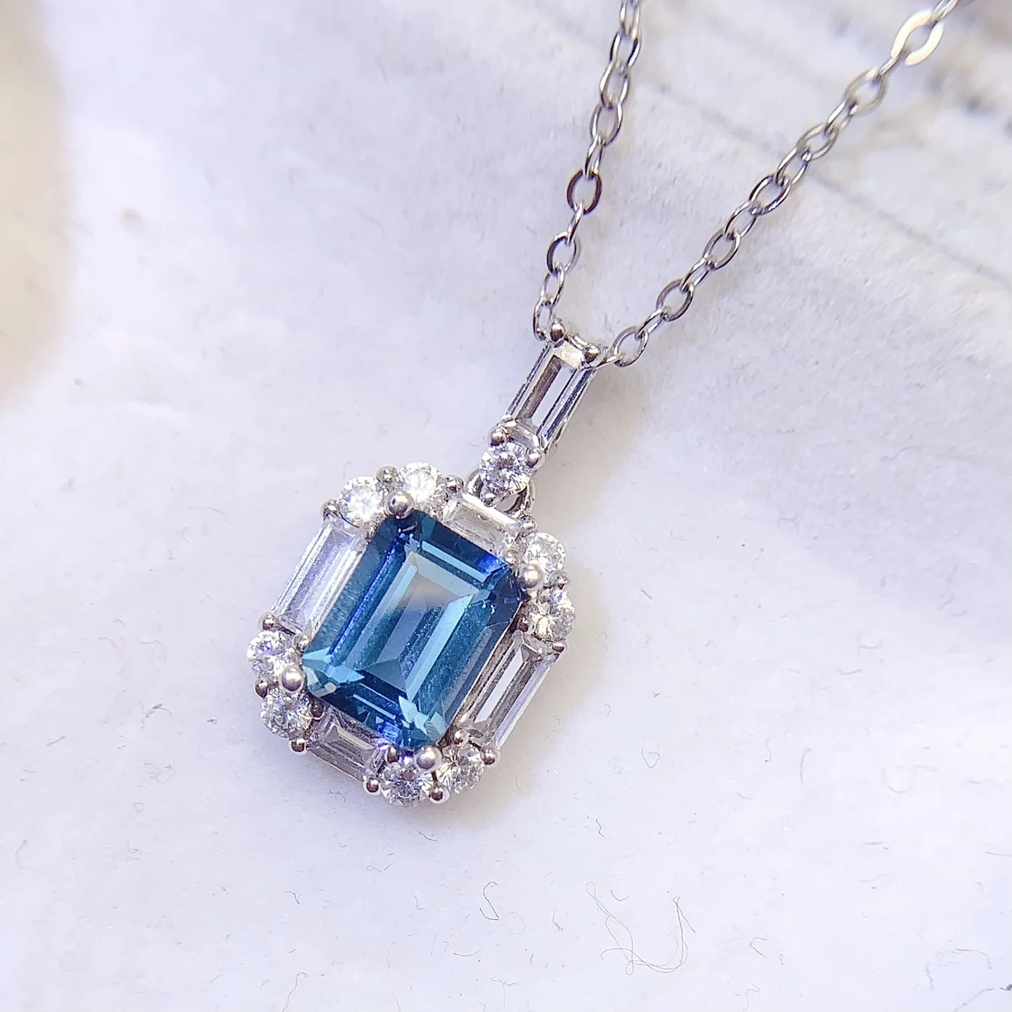 Natural Topaz Octagon Pendant Necklace - view 1