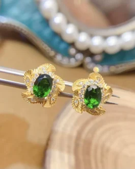 Natural Diopside Aura Earrings