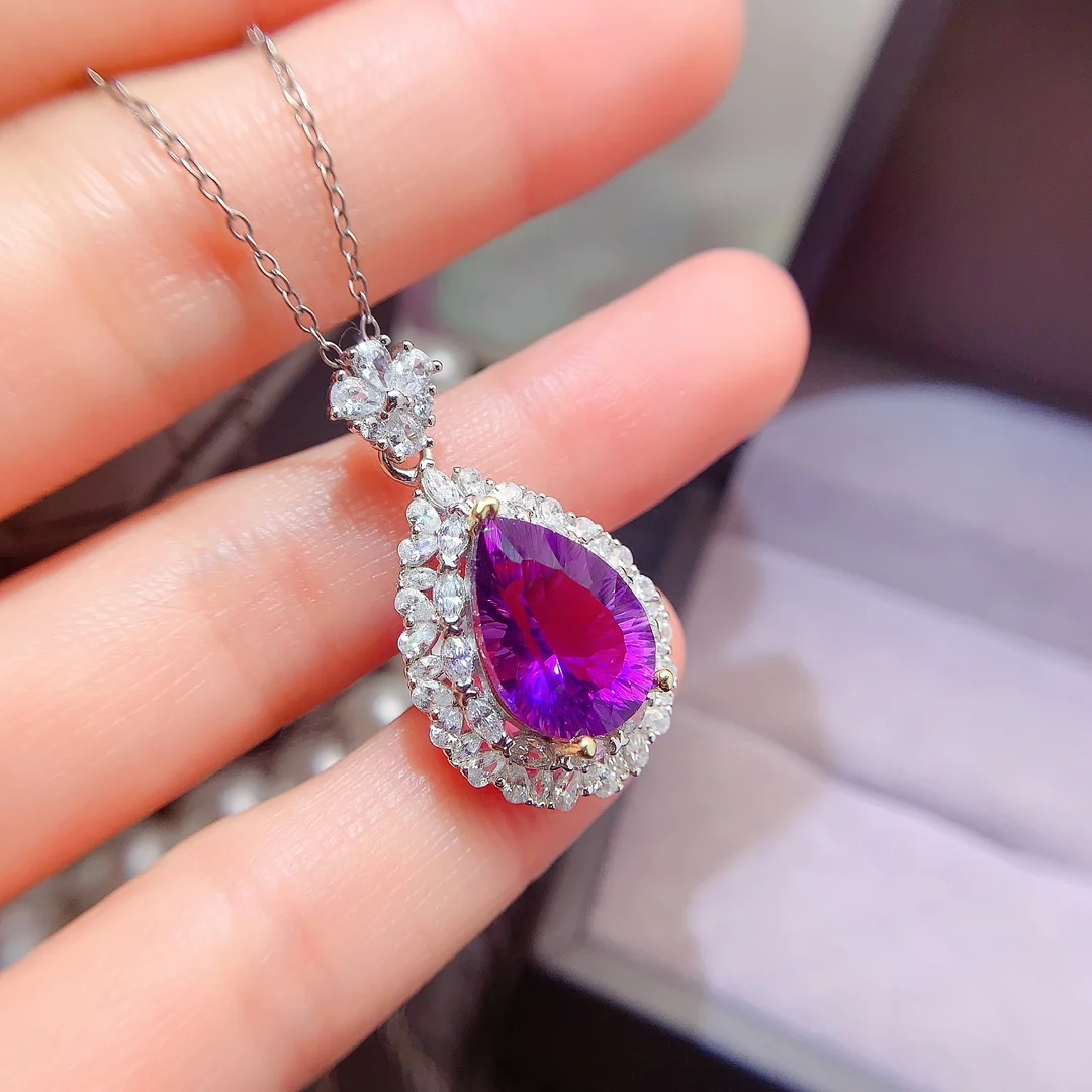 Natural Amethyst Teardrop Pendant - view 2
