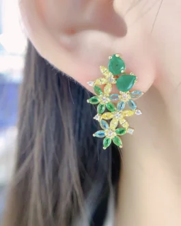 Natural Emerald Pear Stud Earrings