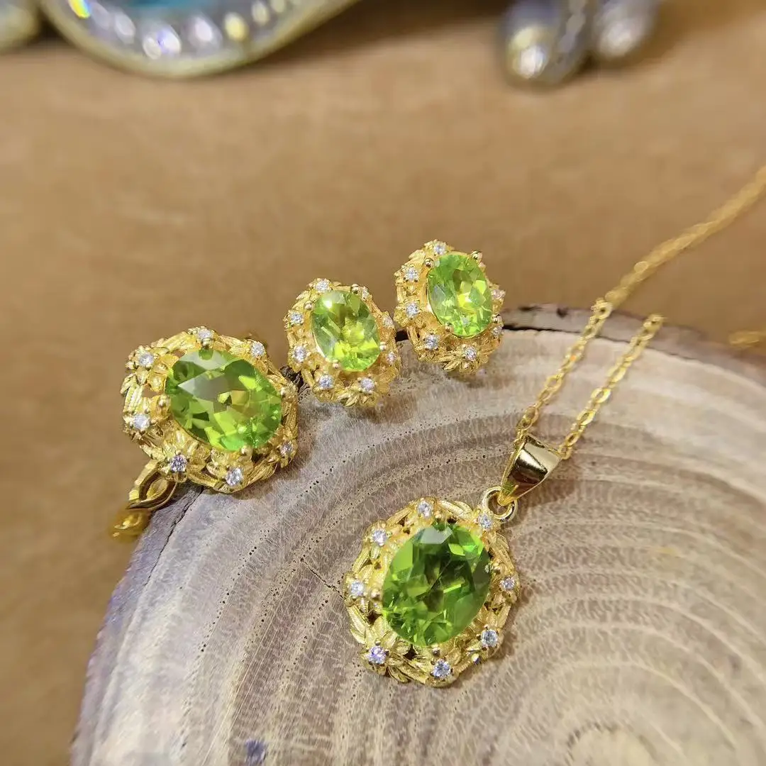Natural Peridot Bridal Jewelry Set - view 1