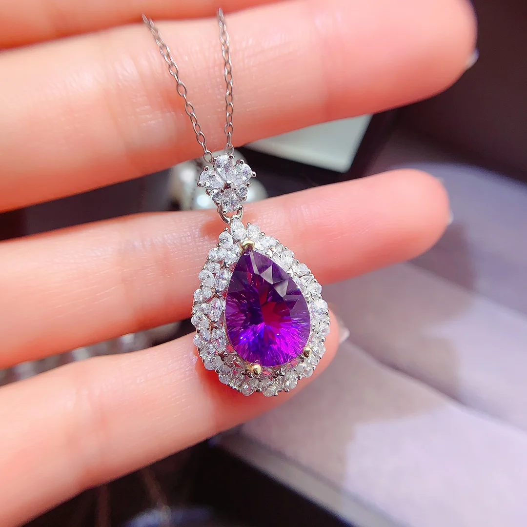 Natural Amethyst Teardrop Pendant - view 1