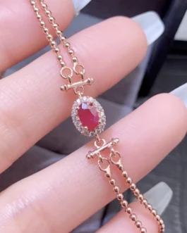 Natural Ruby Pear Halo Bracelet