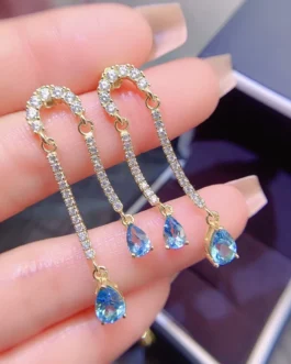 Natural Topaz Pear Stud Earrings