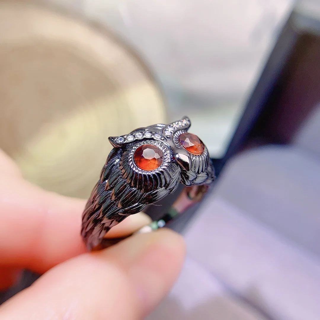 Natural Garnet Owl Ring - view 3
