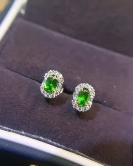 Natural Diopside Luxe Stud Earrings