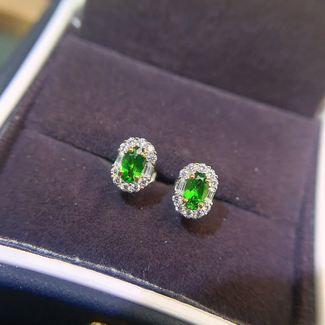 Natural Diopside Luxe Stud Earrings - view 1