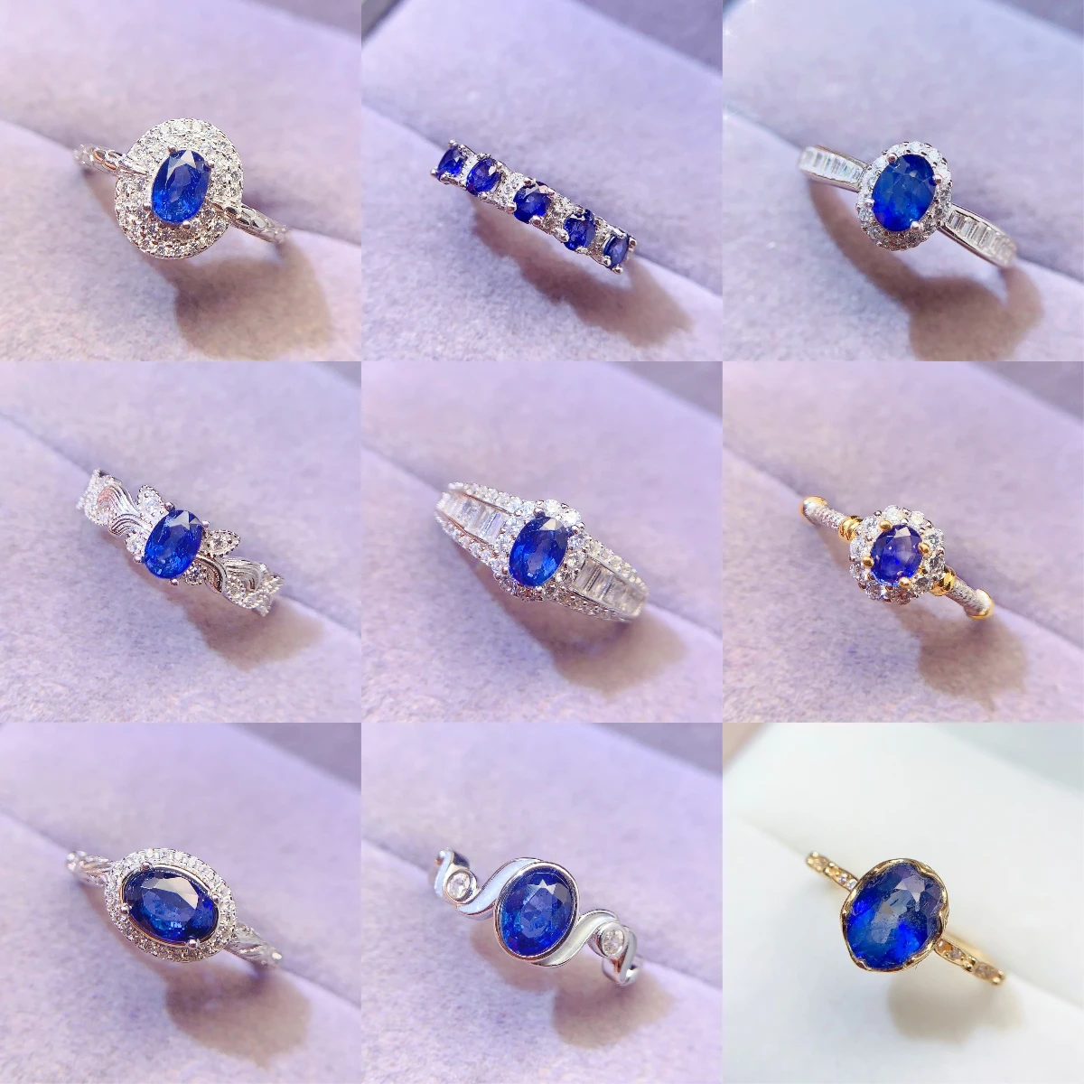Natural Sapphire Wave Halo Ring - view 4
