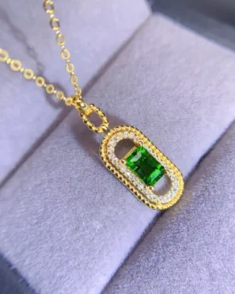 Natural Diopside Octagon Pendant