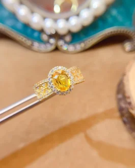 Natural Yellow Sapphire Oval Ring