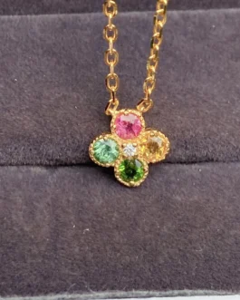 Natural Tourmaline Clover Pendant