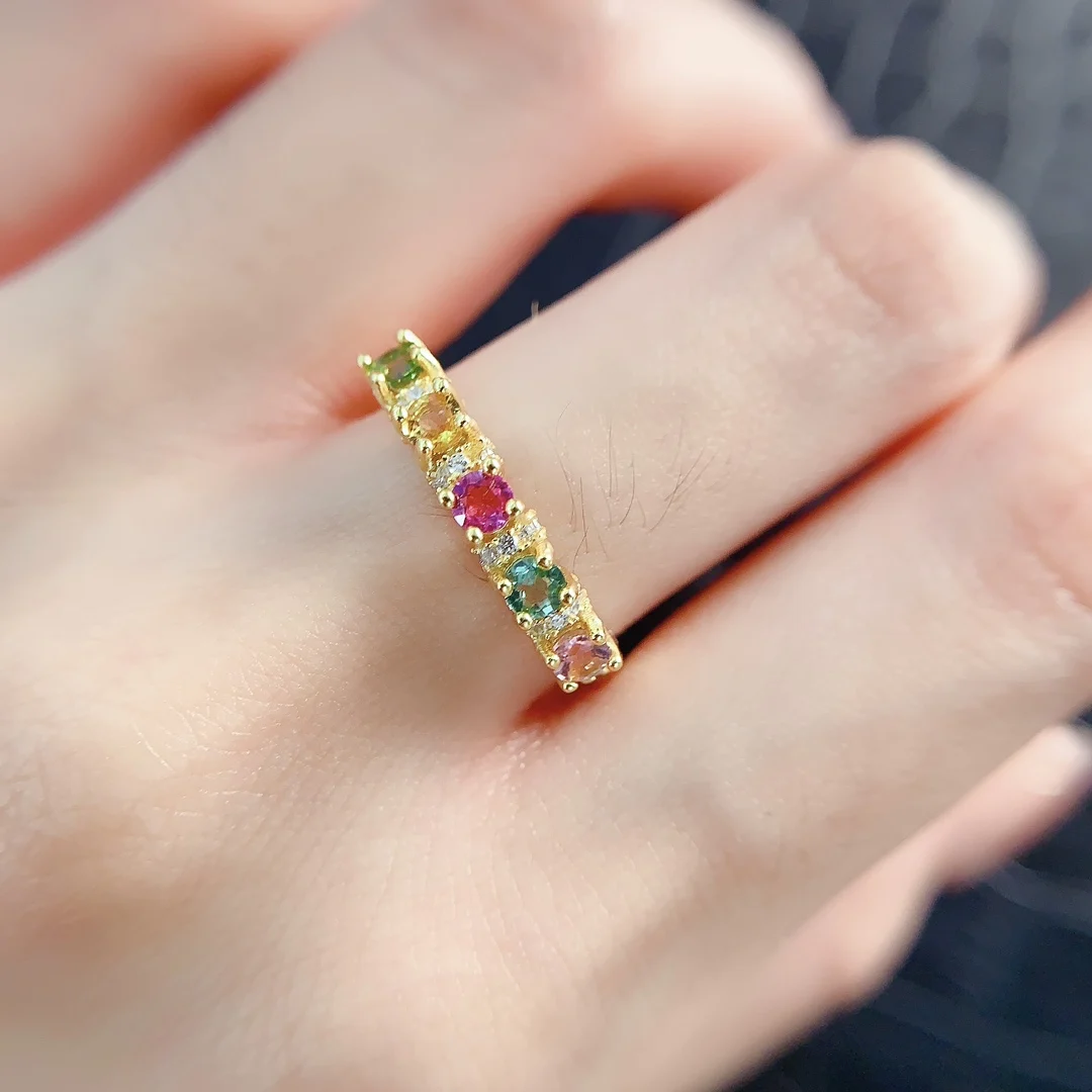 Natural Tourmaline Round Halo Ring - view 3