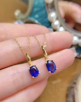 Natural Sapphire Solitaire Pendant Necklace