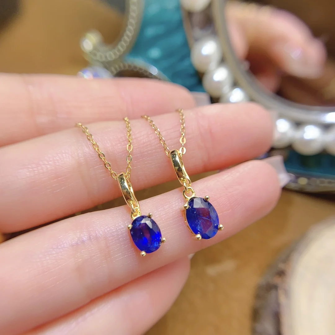 Natural Sapphire Solitaire Pendant Necklace - view 1