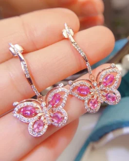 Natural Sapphire Pink Drop Earrings