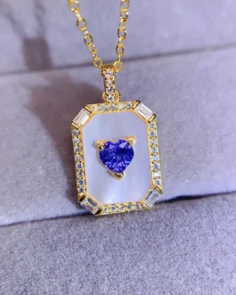 Natural Tanzanite Heart Plaque Pendant