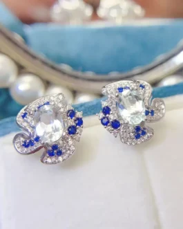 Natural Aquamarine Bow Earrings