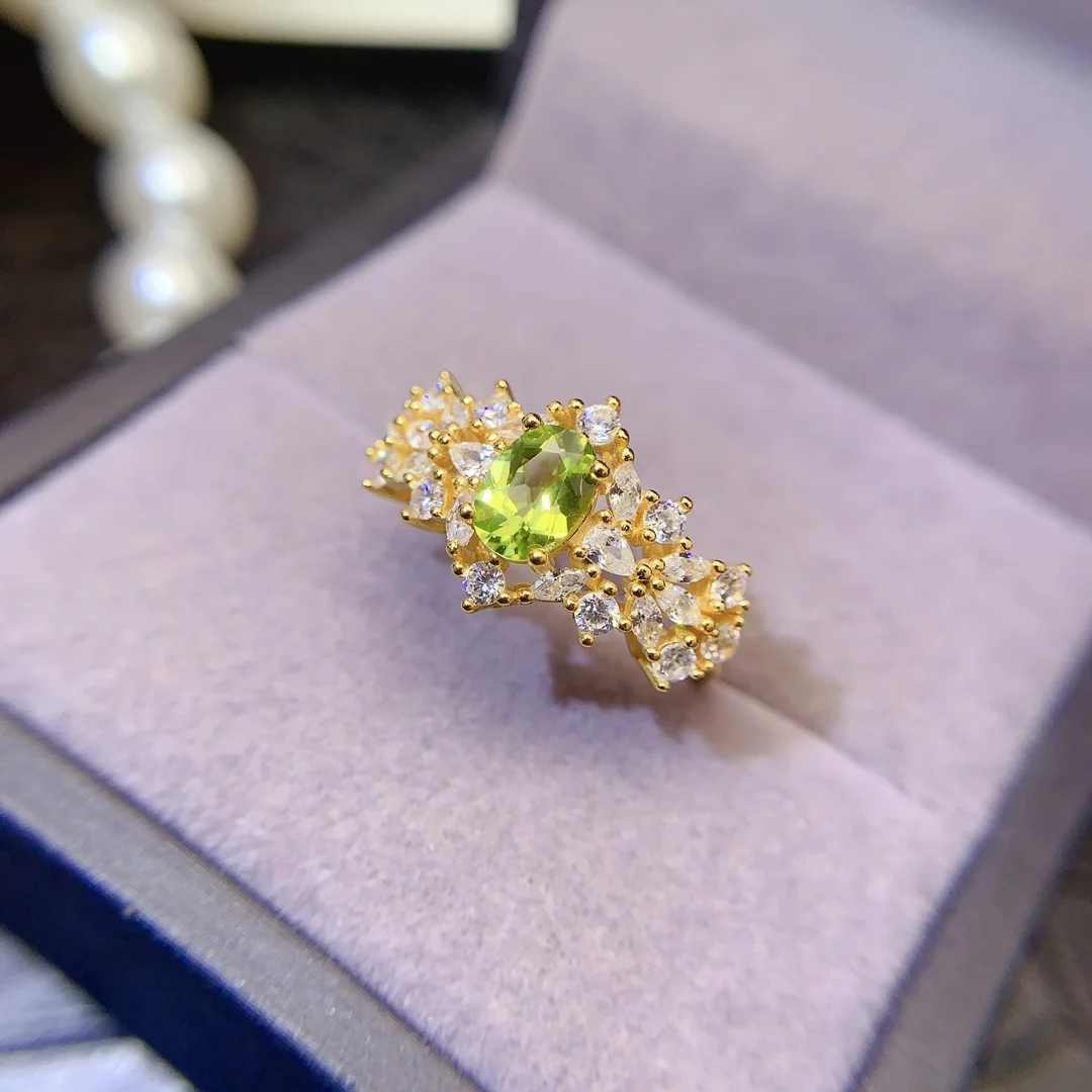 Natural Peridot Triple Oval Ring - view 4