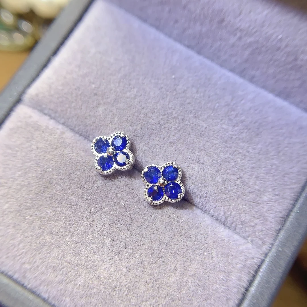 Natural Sapphire Dainty Stud Earrings - view 5