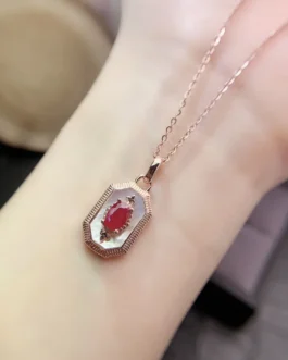 Natural Ruby Framed Pendant