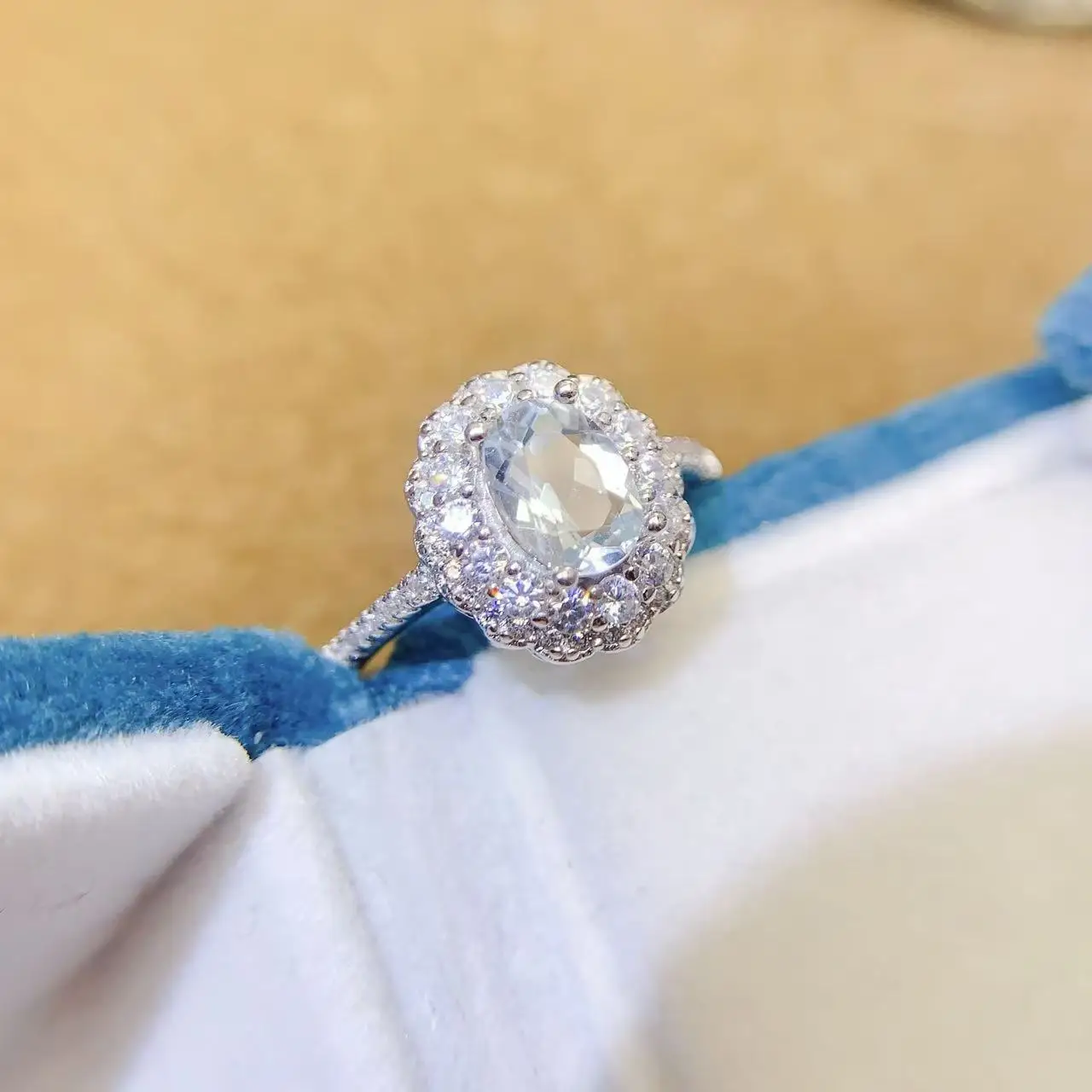 Natural Aquamarine Couple Band Ring - view 1