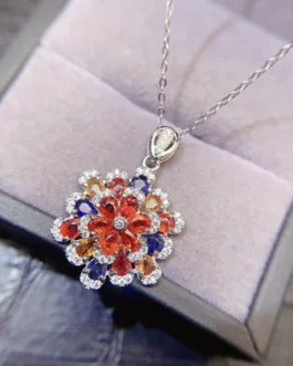 Natural Sapphire Dahlia Pendant