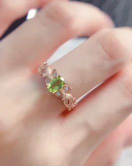 Natural Peridot Dainty Oval Ring