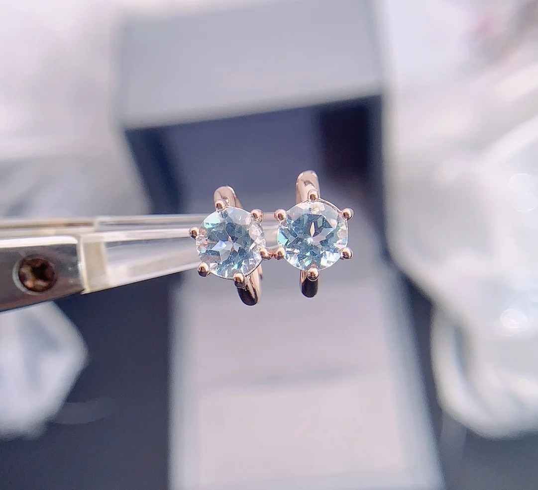 Natural Topaz Round Stud Earrings - view 4