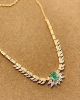 Natural Emerald Marquise Pendant Necklace