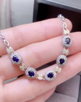 Natural Sapphire Vintage Halo Bracelet