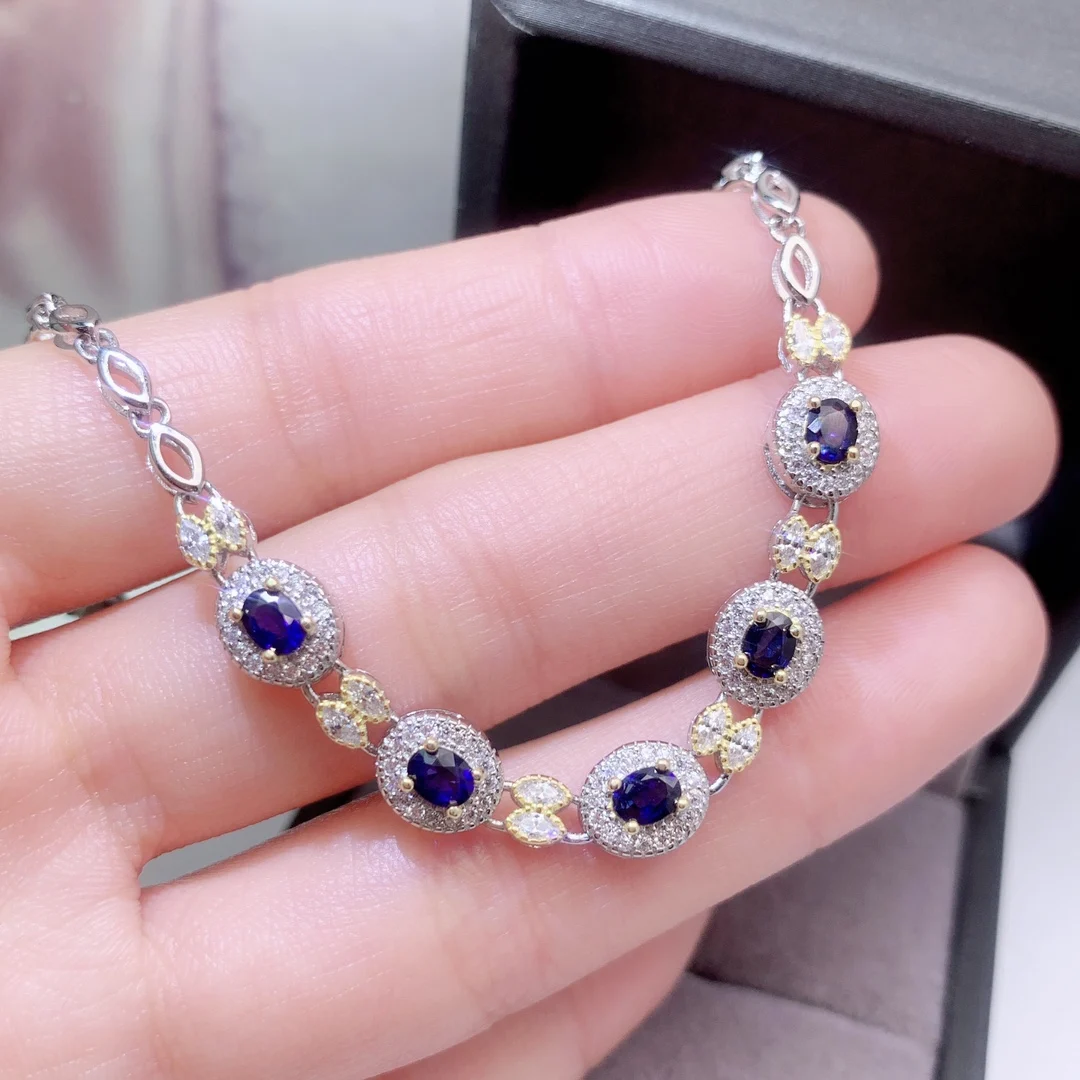 Natural Sapphire Vintage Halo Bracelet - view 2