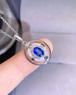 Natural Sapphire Circle Pendant