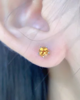 Natural Citrine Round Stud Earrings