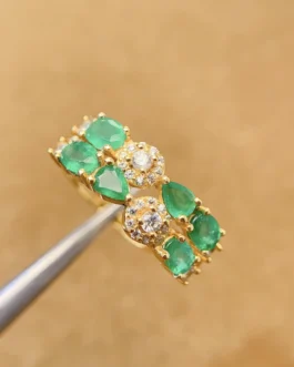 Natural Emerald Double Row Band