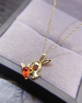Natural Garnet Bunny Pendant