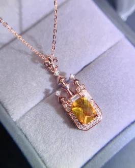 Natural Citrine Rectangle Pendant