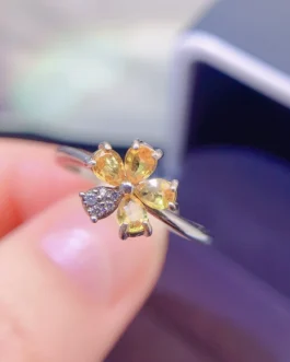Natural Yellow Sapphire Wide Ring