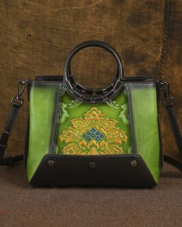 Genuine leather women’s crossbody bag tanned leather women’s handbag, embossed vintage color wash, premium cross-border dropshipping