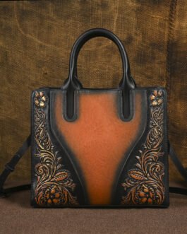 2025 New Top Grain, Genuine Leather Women’s Handbag, Crossbody Bag, Vintage Embossed Hand-Painted Craftsmanship, Large Capacity