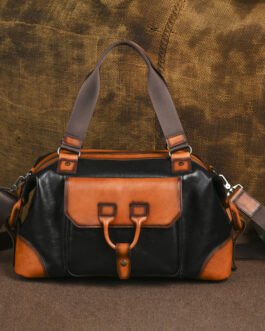 Vintage top-grain cowhide men’s crossbody bag, European and American style single shoulder bag, men’s genuine leather handbag, casual and business dual-use
